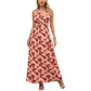 Frauen Boho Blumen Träger V-Ausschnitt Halterkleid