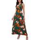 Frauen Boho Blumen Träger V-Ausschnitt Halterkleid
