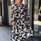 Damen elegantes Kleid mit abstraktem Muster und fließendem Schnitt