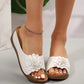 Damen bequeme Slip-On Sandalen mit Blumenverzierung