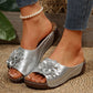 Damen bequeme Slip-On Sandalen mit Blumenverzierung