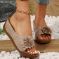 Damen bequeme Slip-On Sandalen mit Blumenverzierung