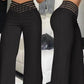Lässige Damenhose mit weitem Bein und hoher Taille