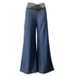 Lässige Damenhose mit weitem Bein und hoher Taille