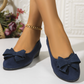 Loafer mit Keilabsatz und Schleifenknopf-Dekor