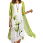 🌸Frühjahrsangebote💐 Zweiteiliges Kleid mit Blumenmuster für Damen