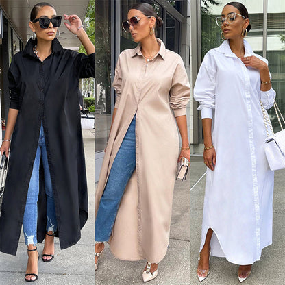 🌸Frühlingsangebote 49% RABATT💐Lässige langärmlige Maxi-Shirt-Kleider für Damen