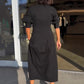 Damen Midikleid mit V-Ausschnitt und Kragen