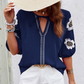 Elegante Bluse mit V-Ausschnitt und Blumenstickerei für Damen