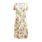 Damen Casual Rundhalsausschnitt Blumendruck Kurzarmkleider