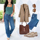 High Rise Cargo Wide-Leg Stretch-Jeans für Damen