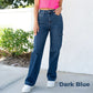 High Rise Cargo Wide-Leg Stretch-Jeans für Damen