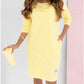 Kleid mit Rundhalsausschnitt und 3/4-Ärmeln und Taschen