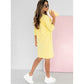 Kleid mit Rundhalsausschnitt und 3/4-Ärmeln und Taschen