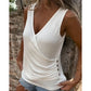 Button Cross V-Neck Tank Top
