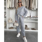 ✨Einfarbiges Oberteil mit Rundhalsausschnitt und weite Hose, 2-teiliges Set