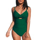 Einfarbiger Einteiler-Badeanzug mit Cut-out
