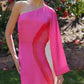 Damen Casual Color-Block One Shoulder Kleid