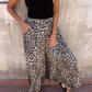 Damen Leopard Print Lose Freizeithose mit weitem Bein