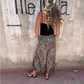 Damen Leopard Print Lose Freizeithose mit weitem Bein