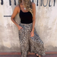Damen Leopard Print Lose Freizeithose mit weitem Bein