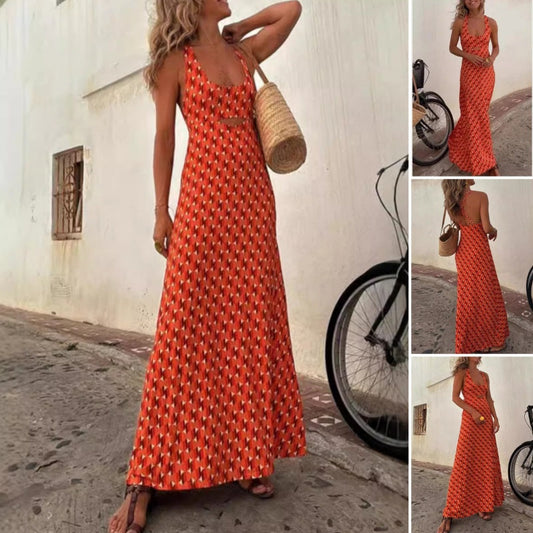 Elegantes ärmelloses Kreuzrücken-Kleid mit U-Ausschnitt