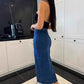 Stilvoller Denim-Bodycon-Rock mit Knopfleiste und Schlitz