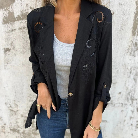 Blazer-Jacke mit Jacquard-Reverskragen für Damen
