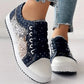 Damen Casual Flat Runde Zehe Lace Up Low Top Schuhe