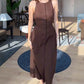 Elegantes ärmelloses Damenkleid mit Knopfleiste vorne und Bindegürtel