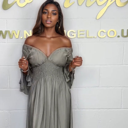 💕Frühlingsneu💕Fließendes Kleid mit Rüschen und hoher Taille für Damen