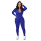 Einfarbiger nahtloser Jumpsuit mit halbem Reißverschluss