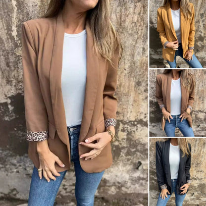 ✨🐆Stylischer Damenblazer mit Leopardenmuster-Futter