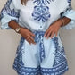 Atmungsaktives zweiteiliges Set in Indigo: Bluse und Shorts