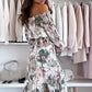 🌷❤️‍🔥Zweiteiliges Set mit Blumenmuster: Off-Shoulder-Bluse & Maxirock