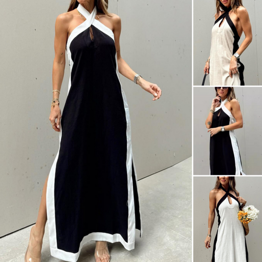 🔥👗 Damen Maxikleid ohne Ausschnitt mit Rückenschlitz