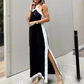 🔥👗 Damen Maxikleid ohne Ausschnitt mit Rückenschlitz