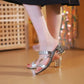 Damen Sandalen mit Strass-Verzierung und Blockabsatz