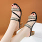 Damen Sandalen mit Strass-Verzierung und Blockabsatz