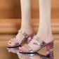Damen Sandalen mit Strass-Verzierung und Blockabsatz