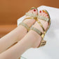 Damen Sandalen mit Strass-Verzierung und Blockabsatz