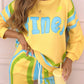 Damen-Zweiteiler mit farbenfrohem Print: Sweatshirt und Jogginghose