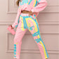 Damen-Zweiteiler mit farbenfrohem Print: Sweatshirt und Jogginghose