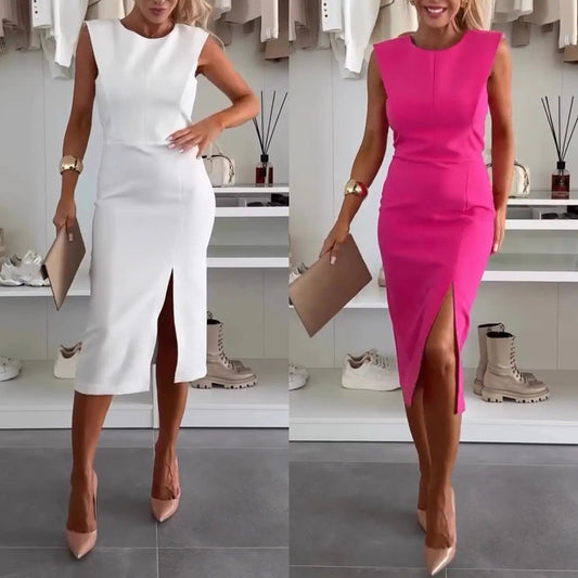 🥰49% Rabatt für eine begrenzte Zeit 🥰Ärmelloses, figurbetontes Damenkleid mit Schlitz