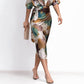 Elegantes Wickelkleid aus Satin mit abstraktem Print für Damen👗