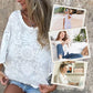 Damenbluse im Boho-Chic-Stil mit transparenter Spitze und Stickerei