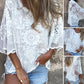 Damenbluse im Boho-Chic-Stil mit transparenter Spitze und Stickerei