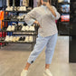 Modisches bedrucktes Oberteil und lässige Knöchelhose mit hoher Taille für Damen