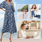 💙🌟Elegantes langes Kleid mit Blumendruck und V-Ausschnitt für Damen