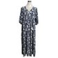 💙🌟Elegantes langes Kleid mit Blumendruck und V-Ausschnitt für Damen